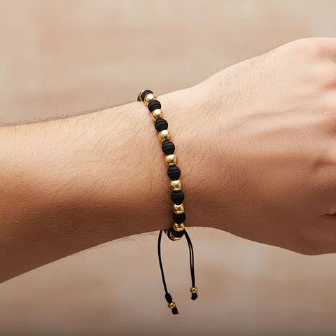 Pulsera con Neopreno y Oro Laminado 18k (6mm)