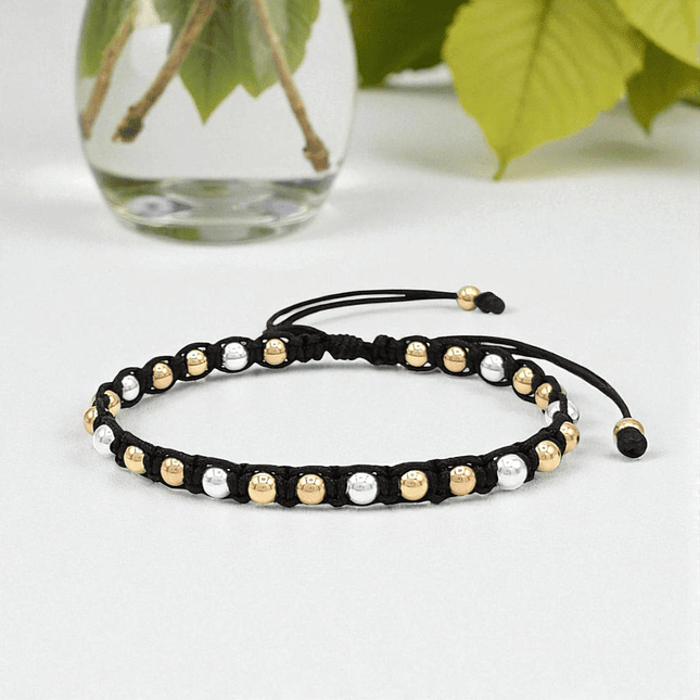 Pulsera Tejida con Oro Laminado y Plata 925 Italiana 3