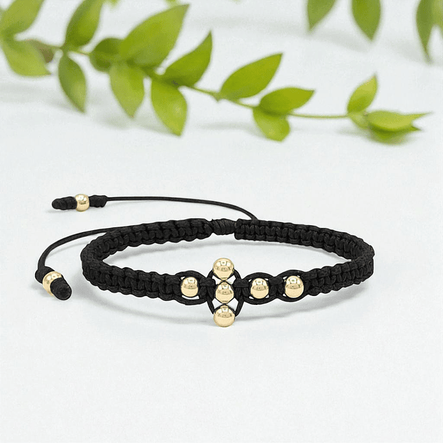 Pulsera Tejida Cruz Cristo Oro Laminado 18k 5