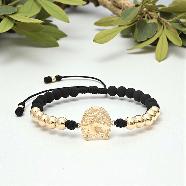 Pulsera Caballo Herradura Neopreno Oro Laminado 18k 6