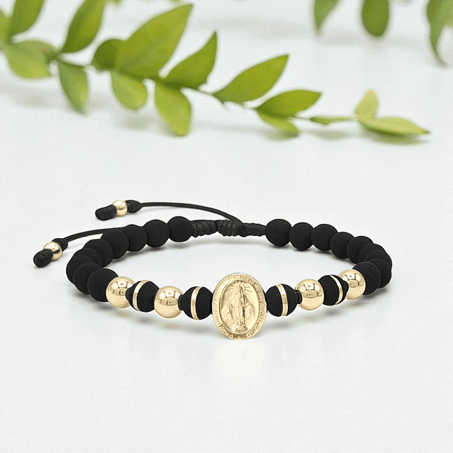 Pulsera Virgen Milagrosa Neopreno Oro Laminado 18k 5