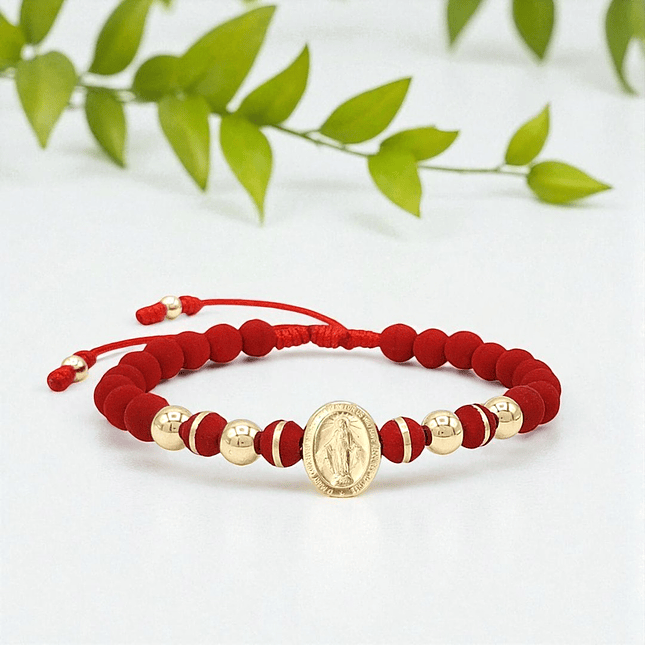 Pulsera Virgen Milagrosa Neopreno Oro Laminado 18k 6