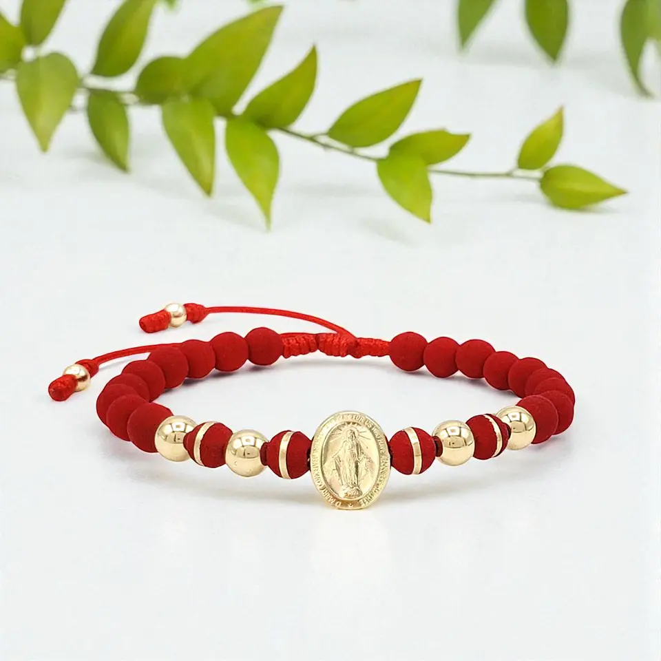 Pulsera Virgen Milagrosa Neopreno Oro Laminado 18k 6