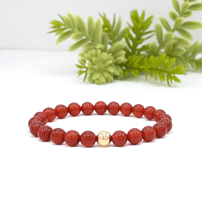 Pulsera Oro Laminado Piedra Cornalina 8mm 4