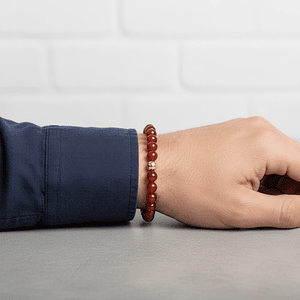 Pulsera Oro Laminado Piedra Cornalina 8mm