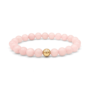 Pulsera Cuarzo Rosado Oro Laminado 18k