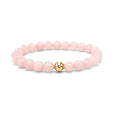 Pulsera Cuarzo Rosado Oro Laminado 18k