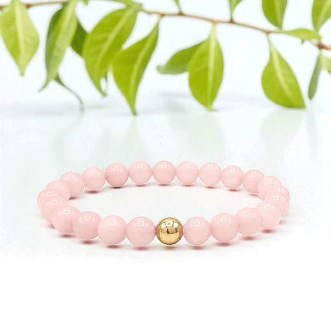 Pulsera Cuarzo Rosado Oro Laminado 18k 3