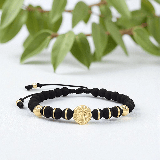 Pulsera San Benito Neopreno Oro Laminado 18k 3