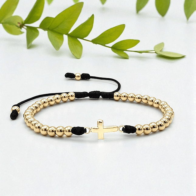 Pulsera Cruz Oro Laminado 18k 3