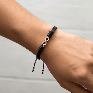 Pulsera Infinito Cuero Oro Laminado 18k