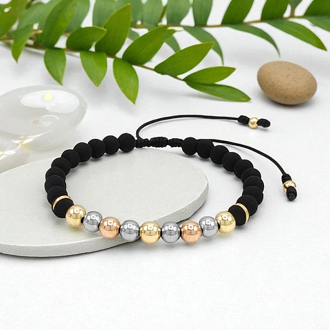 Pulsera Neopreno Oro Laminado 18k Plata 925
