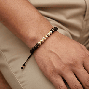 Pulsera Ónix Mate Neopreno Oro Laminado 18k Diamantado (6mm)