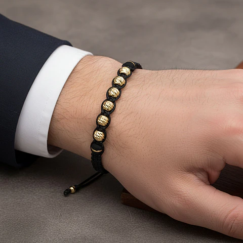 Pulsera Tejida Oro Laminado 18k Diamantado (6mm)