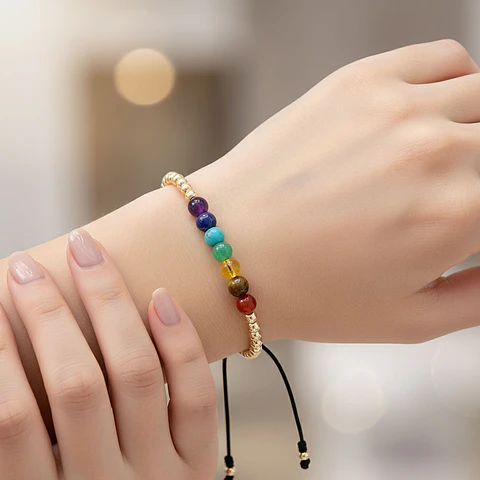 Pulsera 7 Chakras con Oro Laminado 18k 