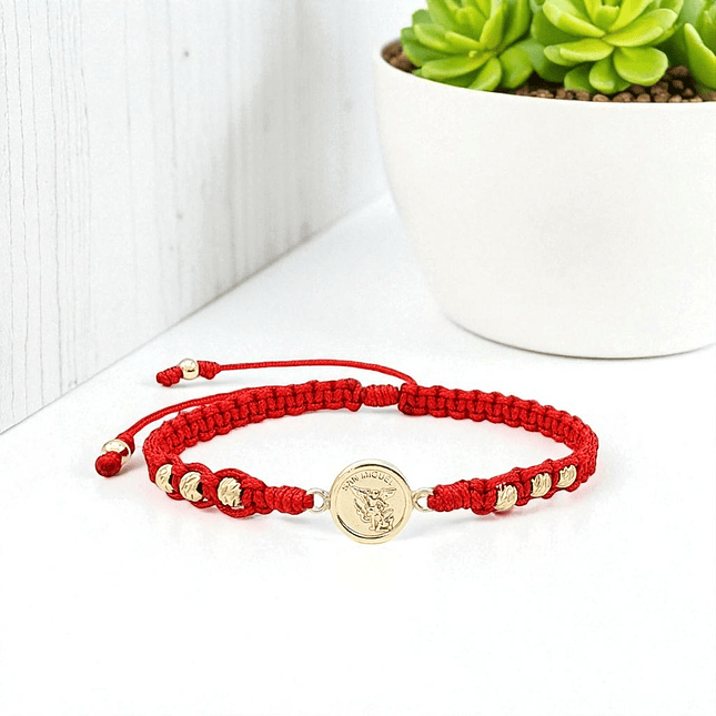 Pulsera Arcángel San Miguel Oro Laminado Diamantado 18k 5