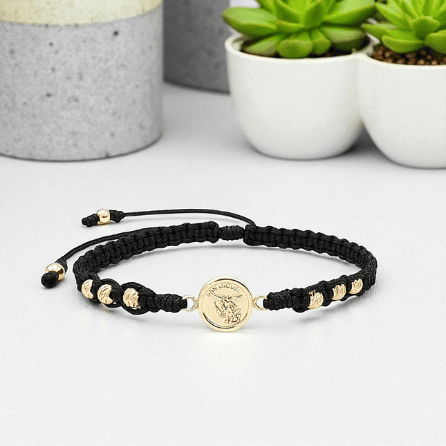 Pulsera Arcángel San Miguel Oro Laminado Diamantado 18k 6