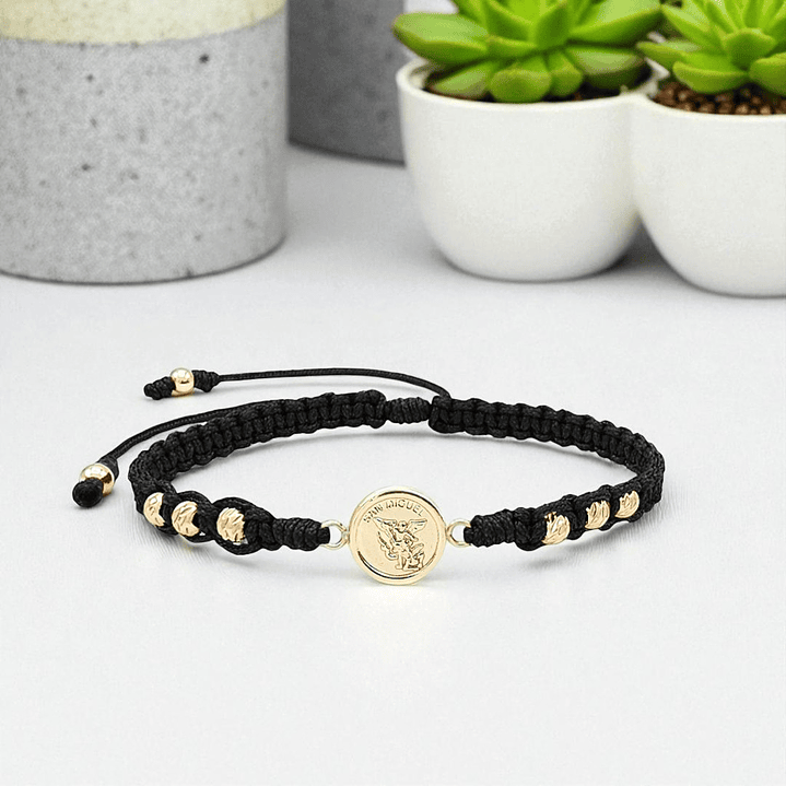 Pulsera Arcángel San Miguel Oro Laminado Diamantado 18k 6
