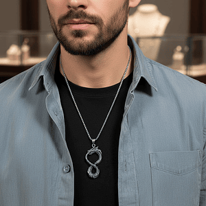 Collar Cadena Dragón Uróboro Infinito Acero Inoxidable 