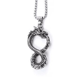 Collar Cadena Dragón Uróboro Infinito Acero Inoxidable 