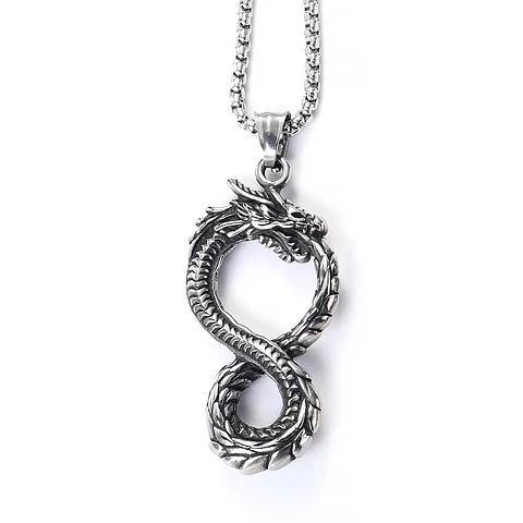 Collar Cadena Dragón Uróboro Infinito Acero Inoxidable 