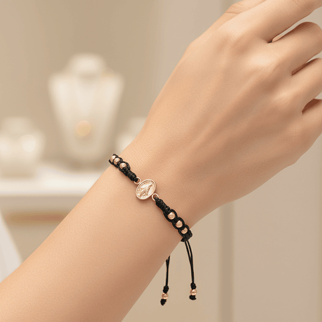 Pulsera Virgen Milagrosa Oro Laminado Diamantado 18k 4