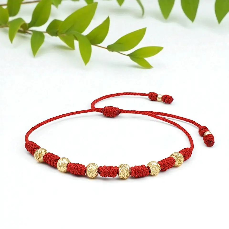 Pulsera 7 Nudos Protección Buena Suerte Oro Laminado 18k Diamantado (6mm) 3