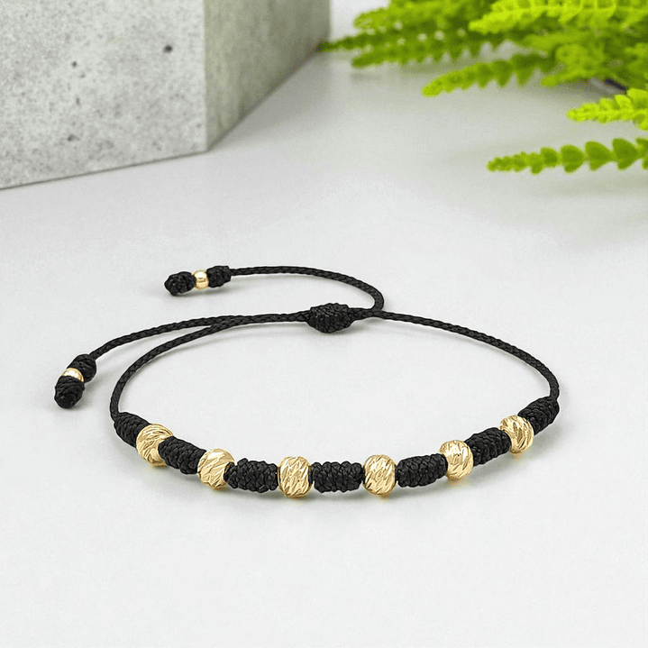 Pulsera 7 Nudos Protección Buena Suerte Oro Laminado 18k Diamantado (6mm) 6