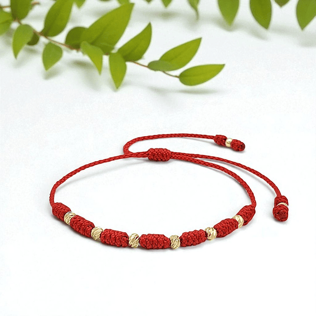 Pulsera 7 Nudos Protección Buena Suerte Oro Laminado 18k Diamantado (4mm) 3