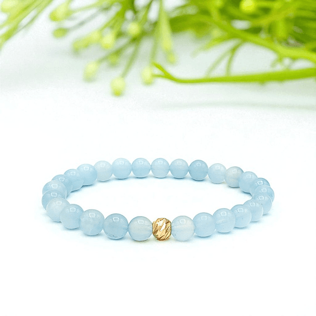 Pulsera Piedra Aguamarina Oro Laminado 18k Diamantado  3