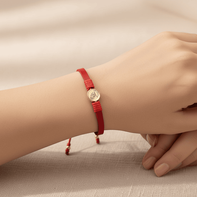 Pulsera San Miguel Arcángel Cuero Oro Laminado 18k 4