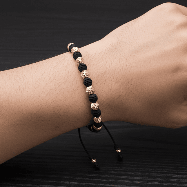 Pulsera Neopreno Oro Laminado Diamantado 18k de 6mm 3