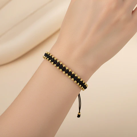 Pulsera Tejida Oro Laminado 18k Diamantado (3mm)