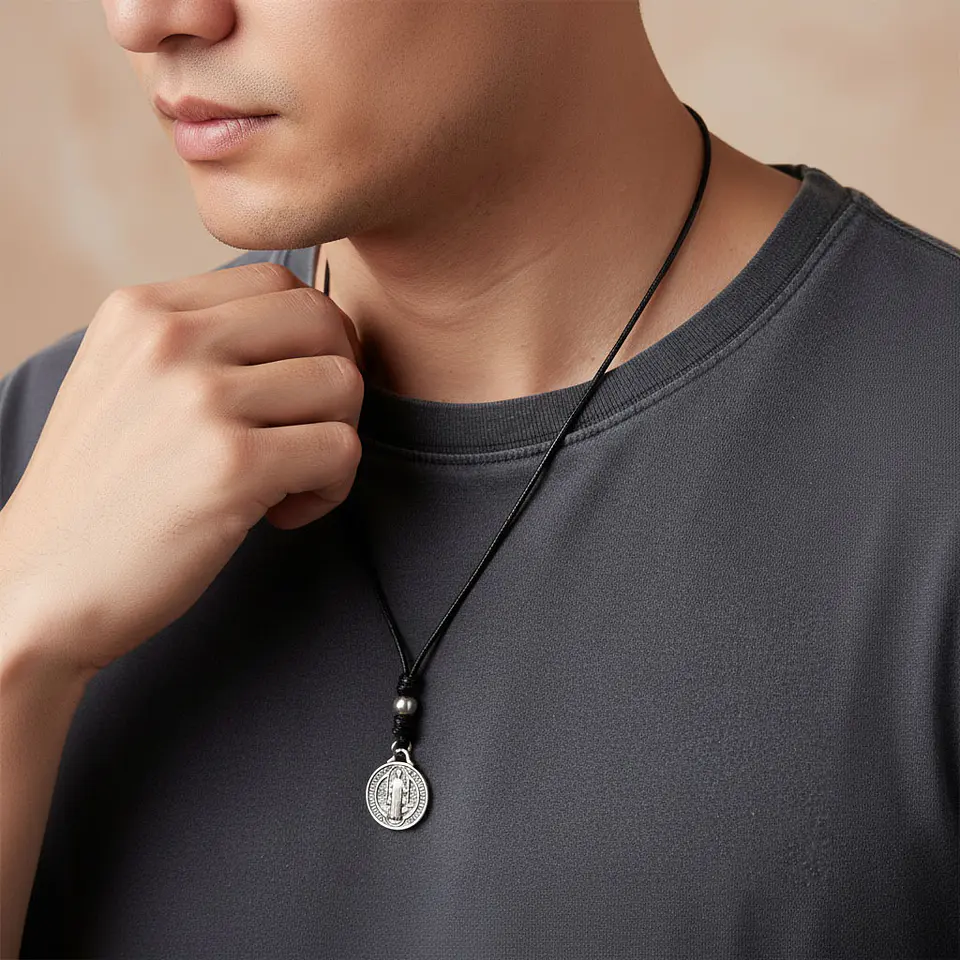 Collar Ajustable Medalla San Benito de Abad 3