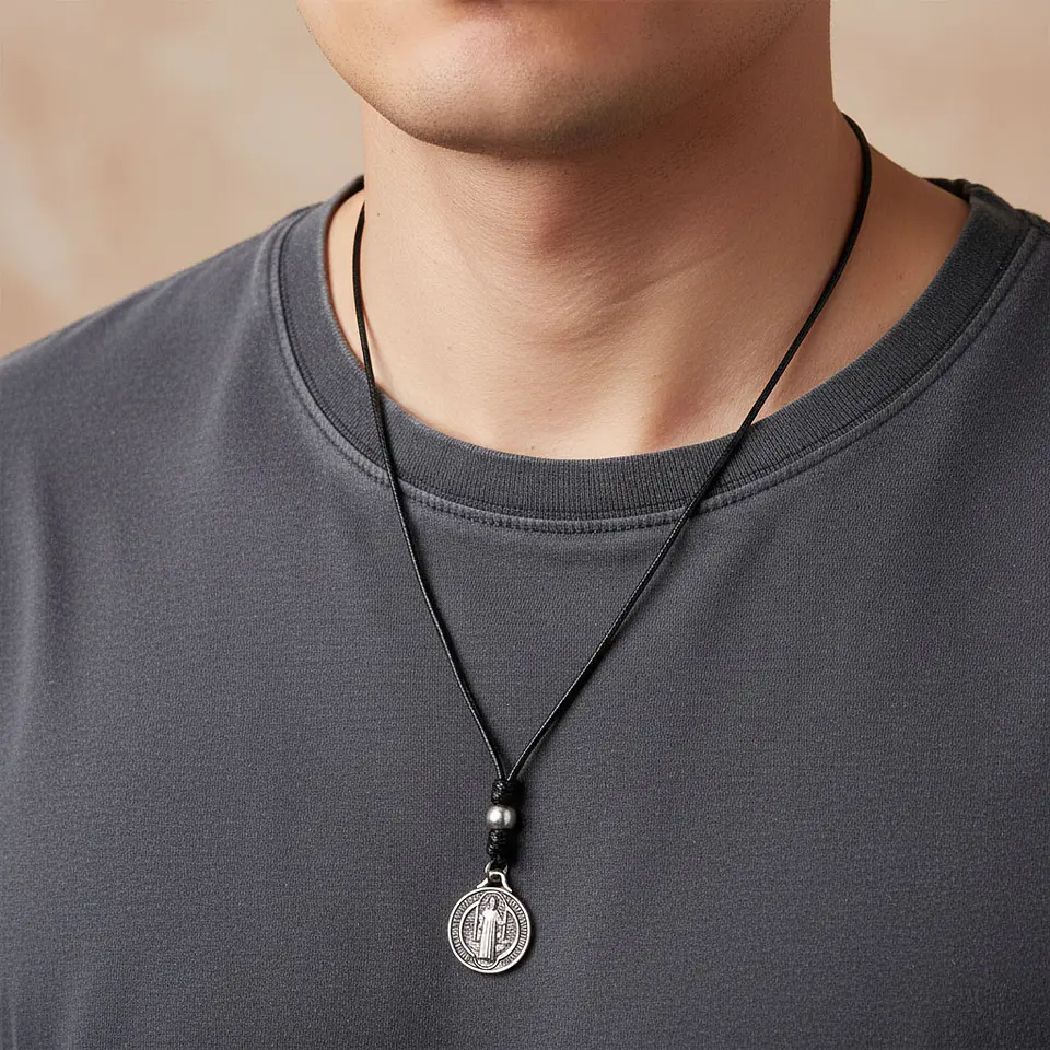 Collar Ajustable Medalla San Benito de Abad 2