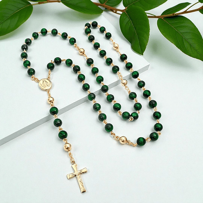 Rosario Camándula Piedra Ojo de Tigre Oro Laminado 18k 7