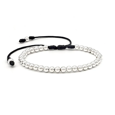 Pulsera de Plata Ley 925 Italiana (Balines 4mm)