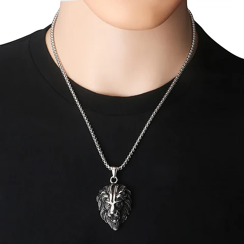 Collar Cadena León Acero Inoxidable
