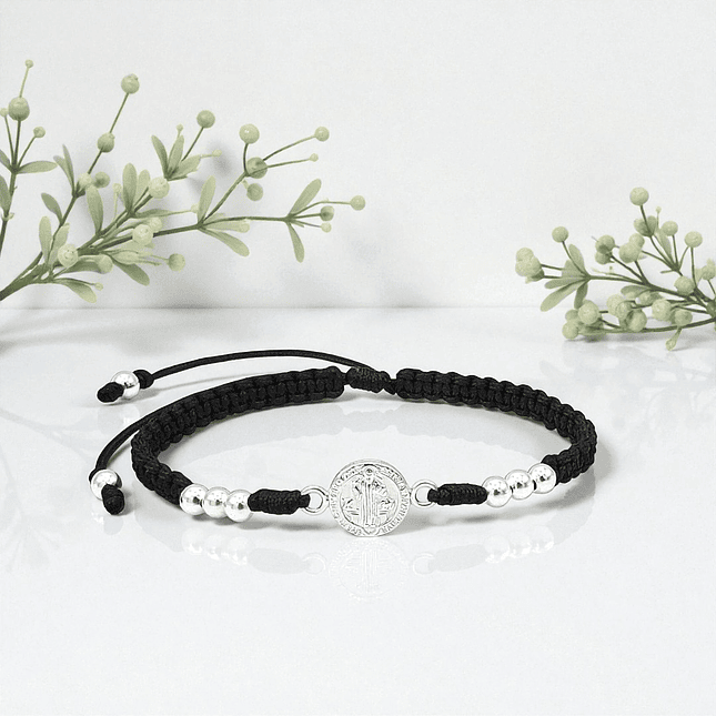 Pulsera San Benito de Abad Plata 925 Italiana (4mm) 6