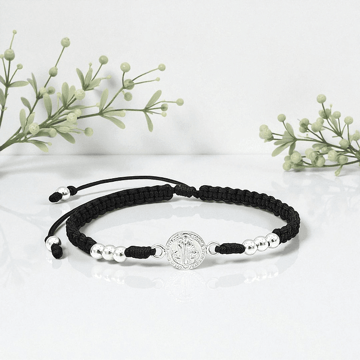 Pulsera San Benito de Abad Plata 925 Italiana (4mm) 6