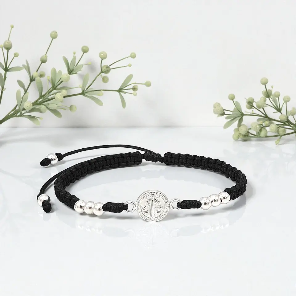 Pulsera San Benito de Abad Plata 925 Italiana (4mm) 6