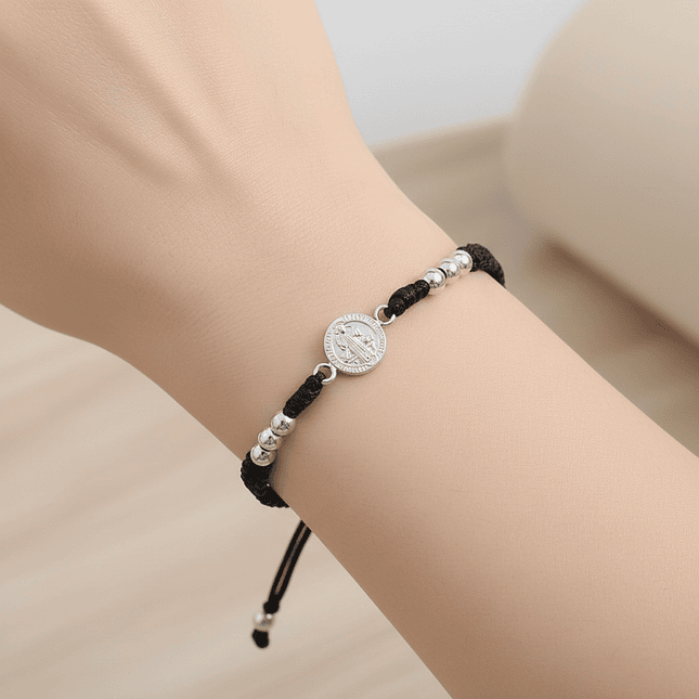 Pulsera San Benito de Abad Plata 925 Italiana (4mm) 5