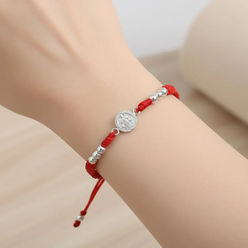 Pulsera San Benito de Abad Plata 925 Italiana (4mm) 2