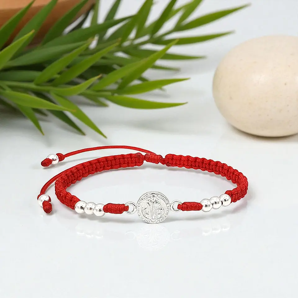 Pulsera San Benito de Abad Plata 925 Italiana (4mm) 3