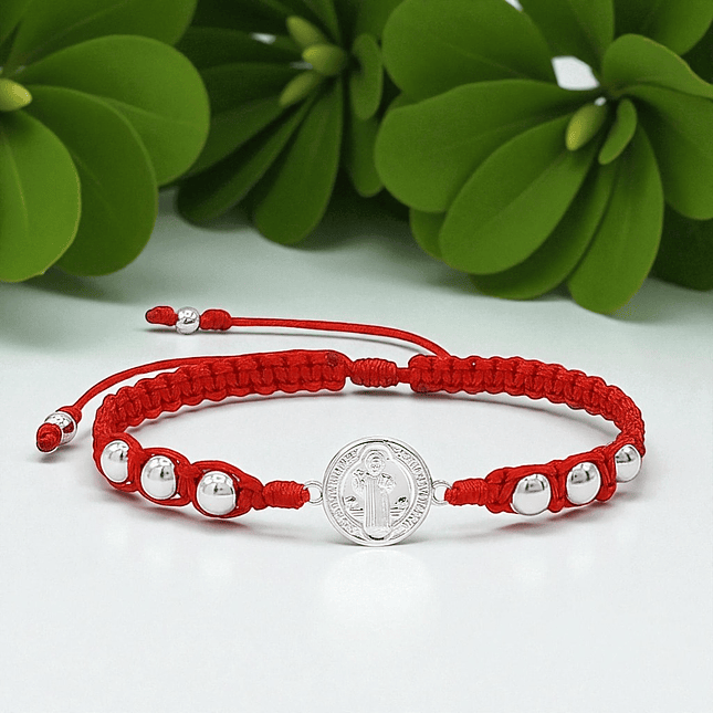 Pulsera San Benito de Abad Plata 925 Italiana (6mm) 6