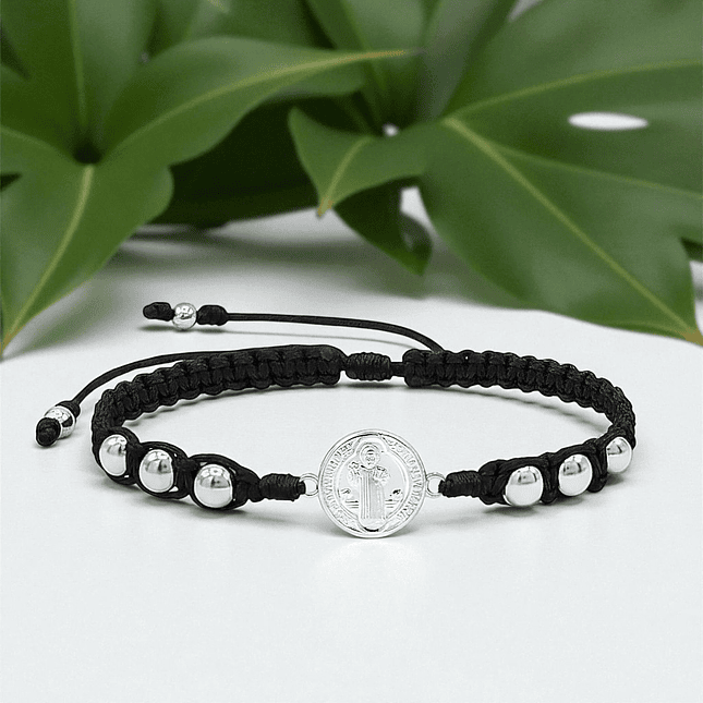 Pulsera San Benito de Abad Plata 925 Italiana (6mm) 3