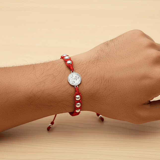 Pulsera San Benito de Abad Plata 925 Italiana (6mm) 5