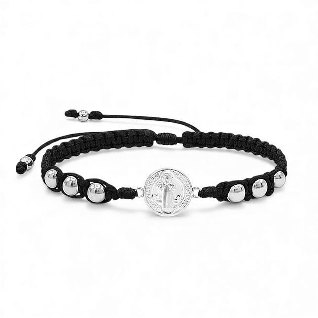 Pulsera San Benito de Abad Plata 925 Italiana (6mm) 1