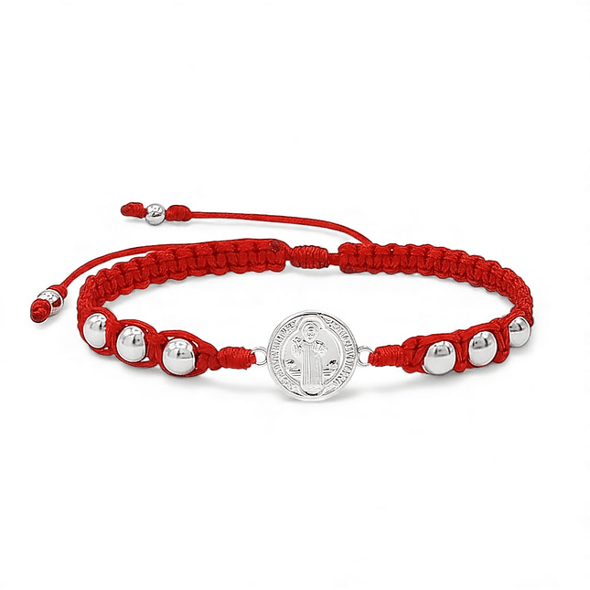 Pulsera San Benito de Abad Plata 925 Italiana (6mm) 4