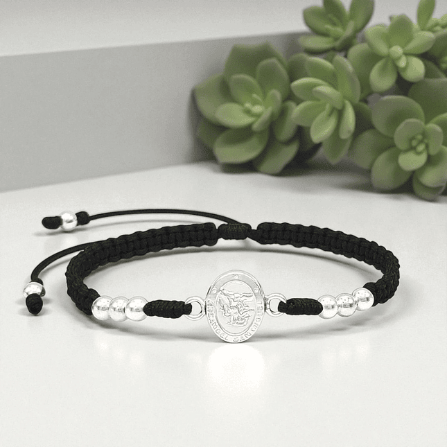 Pulsera Tejida San Miguel Arcángel Plata 925 Italiana (4mm) 6